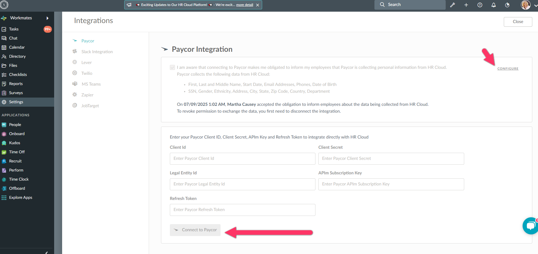 Paycor Integration
